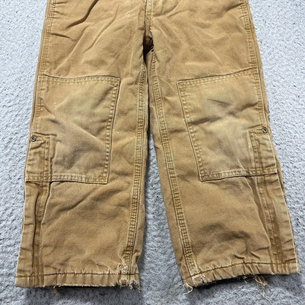 Carhartt Snow Bib Overalls Kids Size 5 Brown Canvas Insulated Workwear Ski